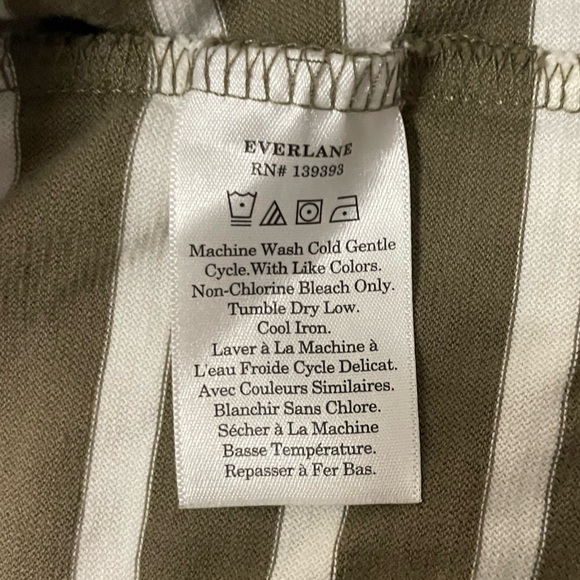 Everlane The Organic Cotton Striped WeekendT-shirt Dress in Olive Green. Size S - Picture 4 of 5
